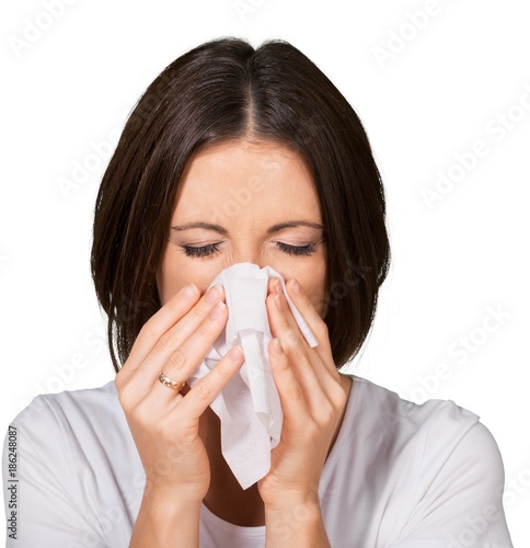 Closeup of a Woman Sneezing