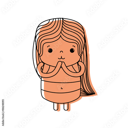 color girl wth long hair and tender face