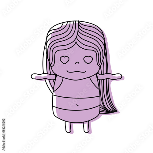 color girl wth long hair and in love face