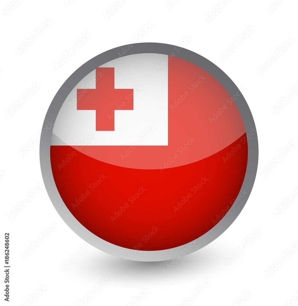 Tonga Flag Round Glossy Icon Tonga Flag Round Glossy Icon