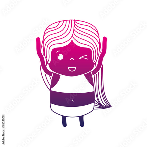 silhouette girl wth long hair and funny face