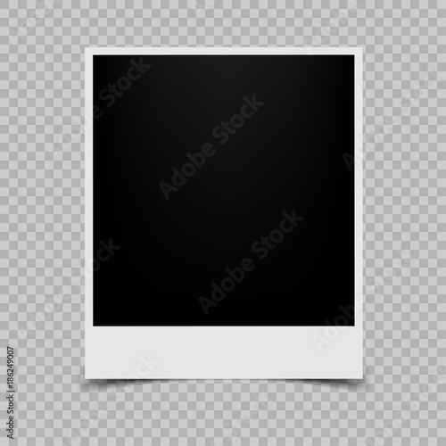 Retro photo frame with shadow on transparent background. Vector illustration