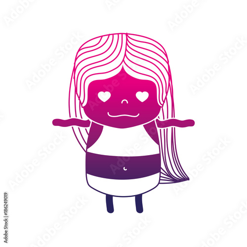 silhouette girl wth long hair and in love face