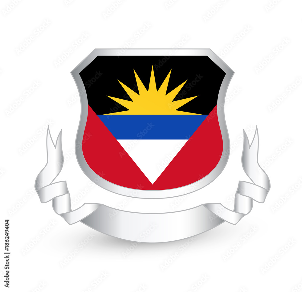 Antigua and Barbuda flag in shield Antigua and Barbuda flag in shield