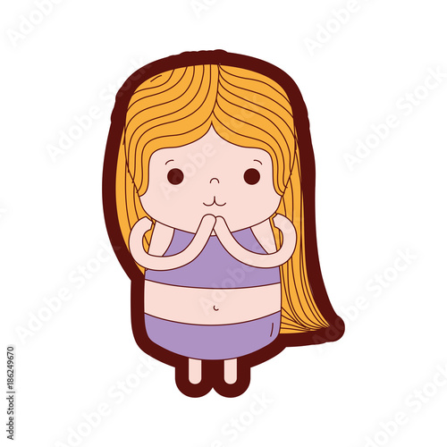 line color girl wth long hair and tender face