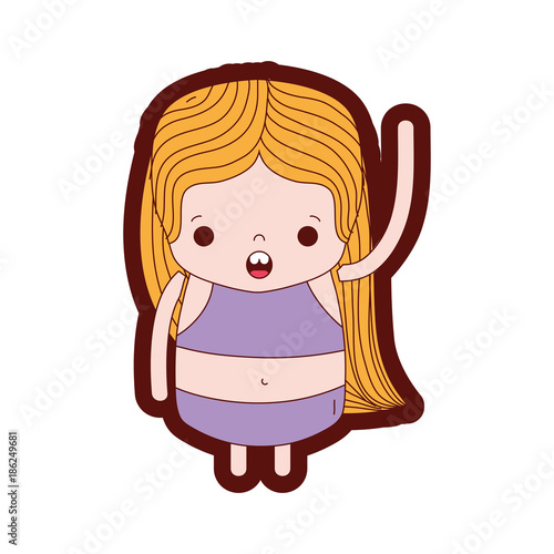 line color girl wth long hair and amazed face