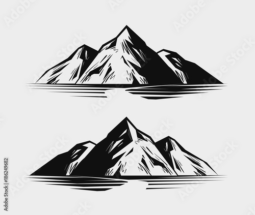 Mountain range or rock. Nature vector illustration