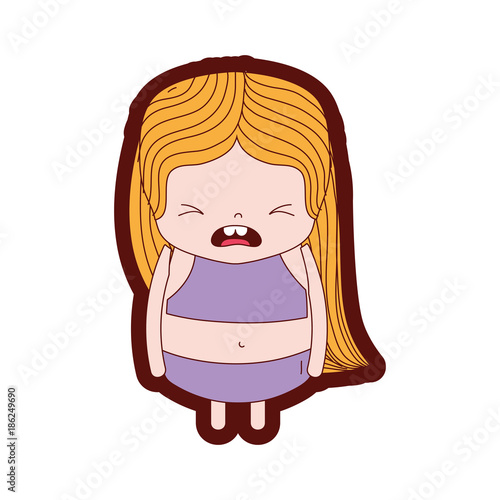 line color girl wth long hair and pity face