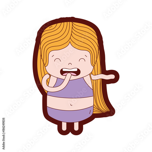 line color girl wth long hair and disgusted face