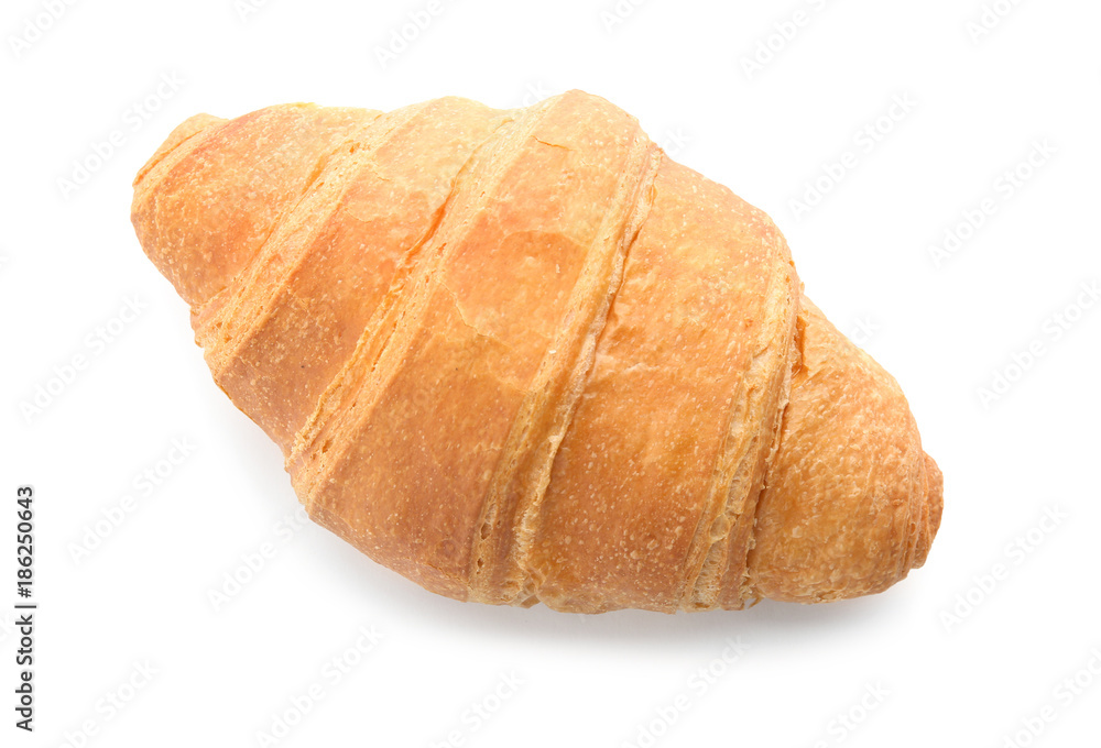 Yummy fresh croissant on white background