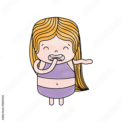 grated girl wth long hair and disgusted face