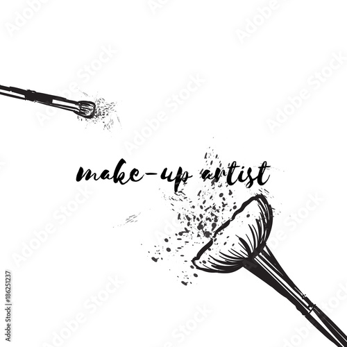 Beauty studio concept. Makeup artist fashion logo design. Lettering illustration