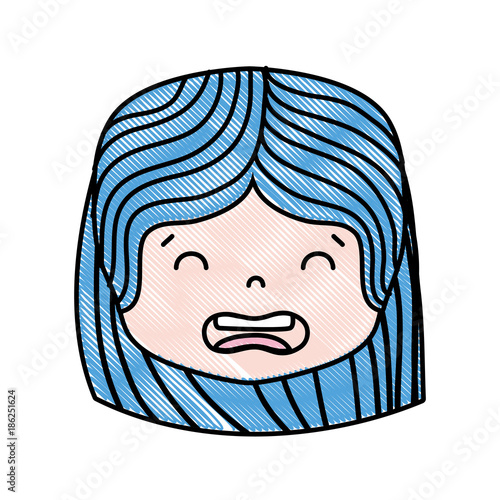 grated girl head with hairstyle and disgusted face