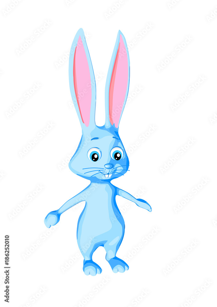 rabbit easter symbol single figure white background isolate blue color cute animal  cartoon style Stock Vector | Adobe Stock