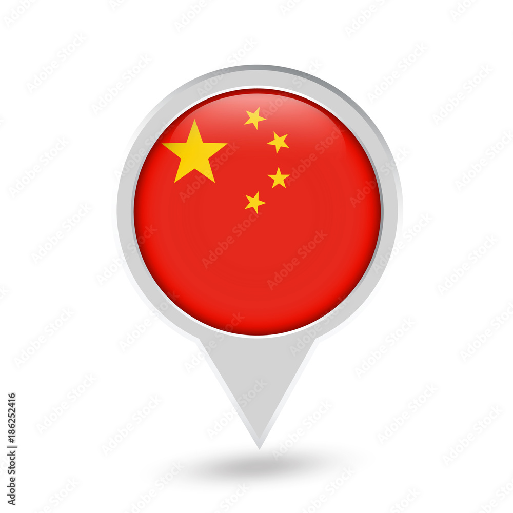 China Flag Round Pin Icon Stock Vector Adobe Stock
