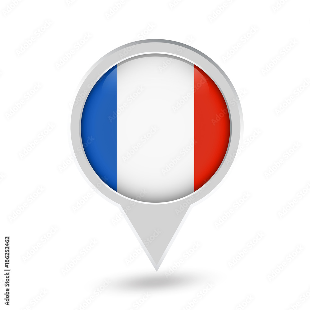 France Flag Round Pin Icon France Flag Round Pin Icon