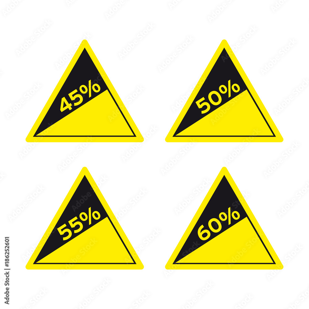 Steep hill mountain traffic road sign set Steep hill mountain traffic road sign set
