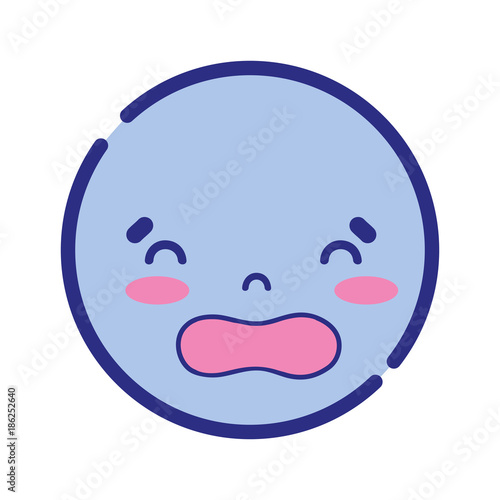 colorful kawaii head with cute disgusted face