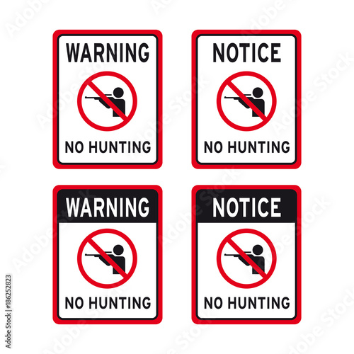 Warning do not hunt no hunting animals sign set