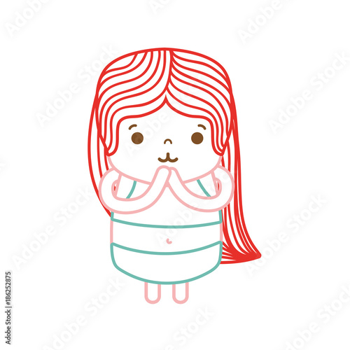 color line girl wth long hair and tender face