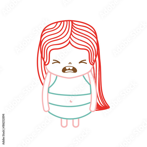 color line girl wth long hair and pity face