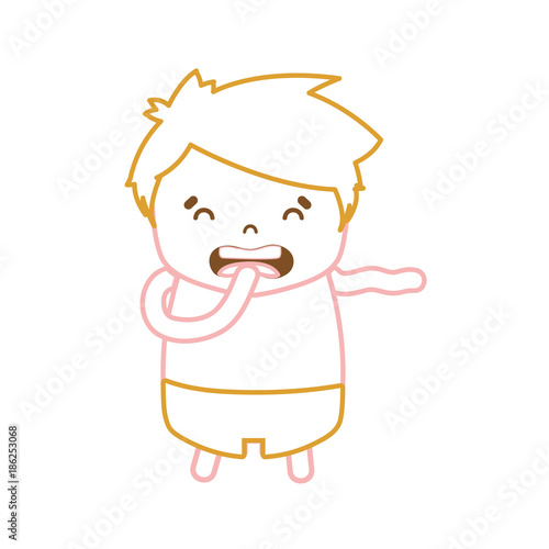 color line boy with hairstyle design and disgusted face