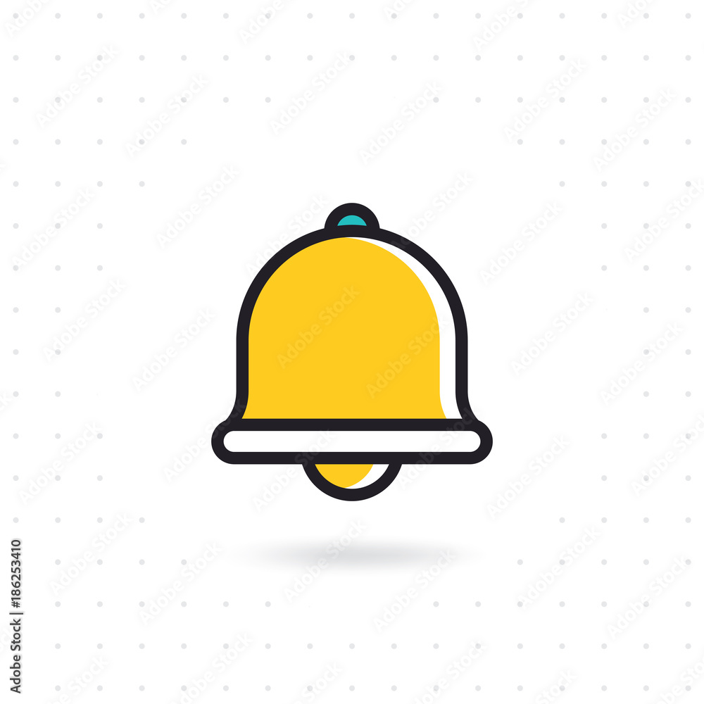 Bell icon vector. Notification bell outline flat icon for apps and  websites. Colored flat line vector illustration Stock Vector | Adobe Stock