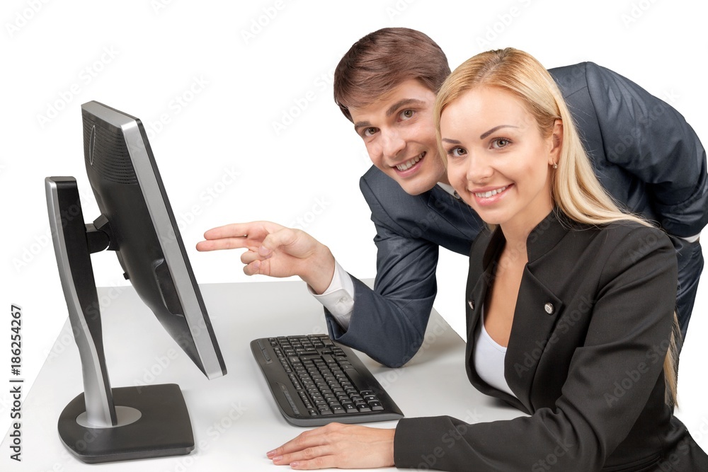 Portrait of Business People Working with Computer Portrait of Business People Working with Computer