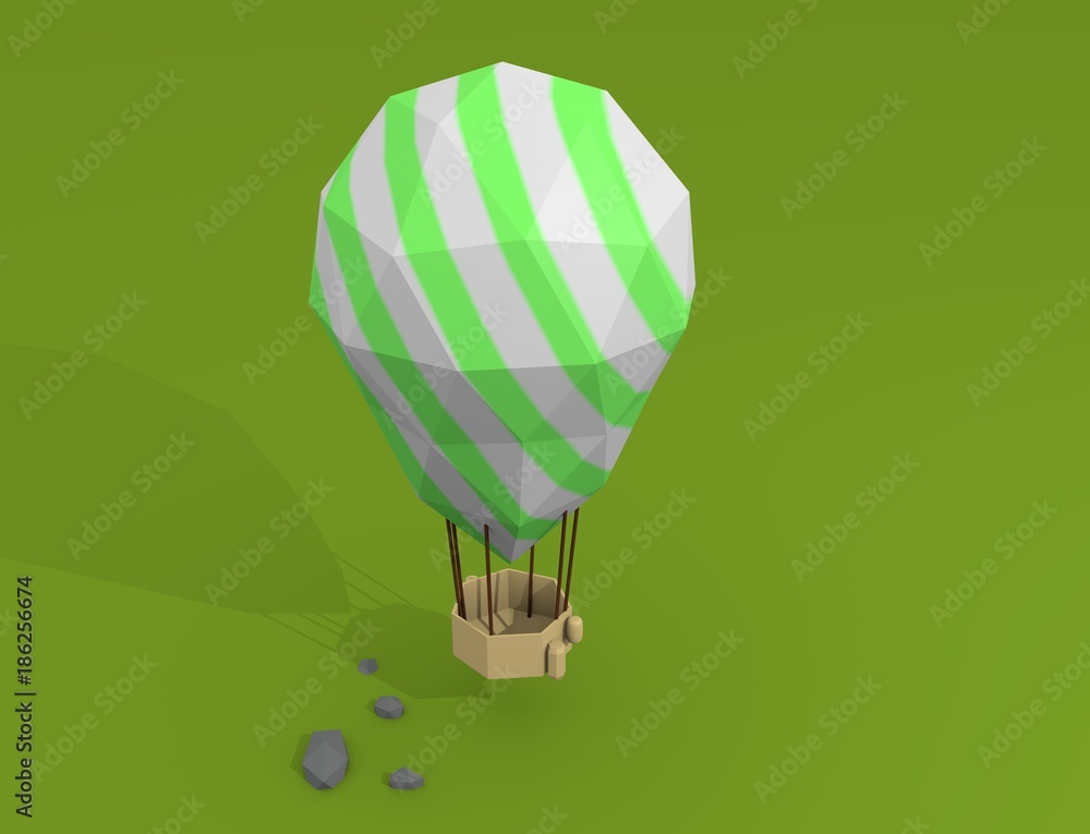 De andere dag Abnormaal Productie balloon hot air low poly 3d Stock Illustration | Adobe Stock