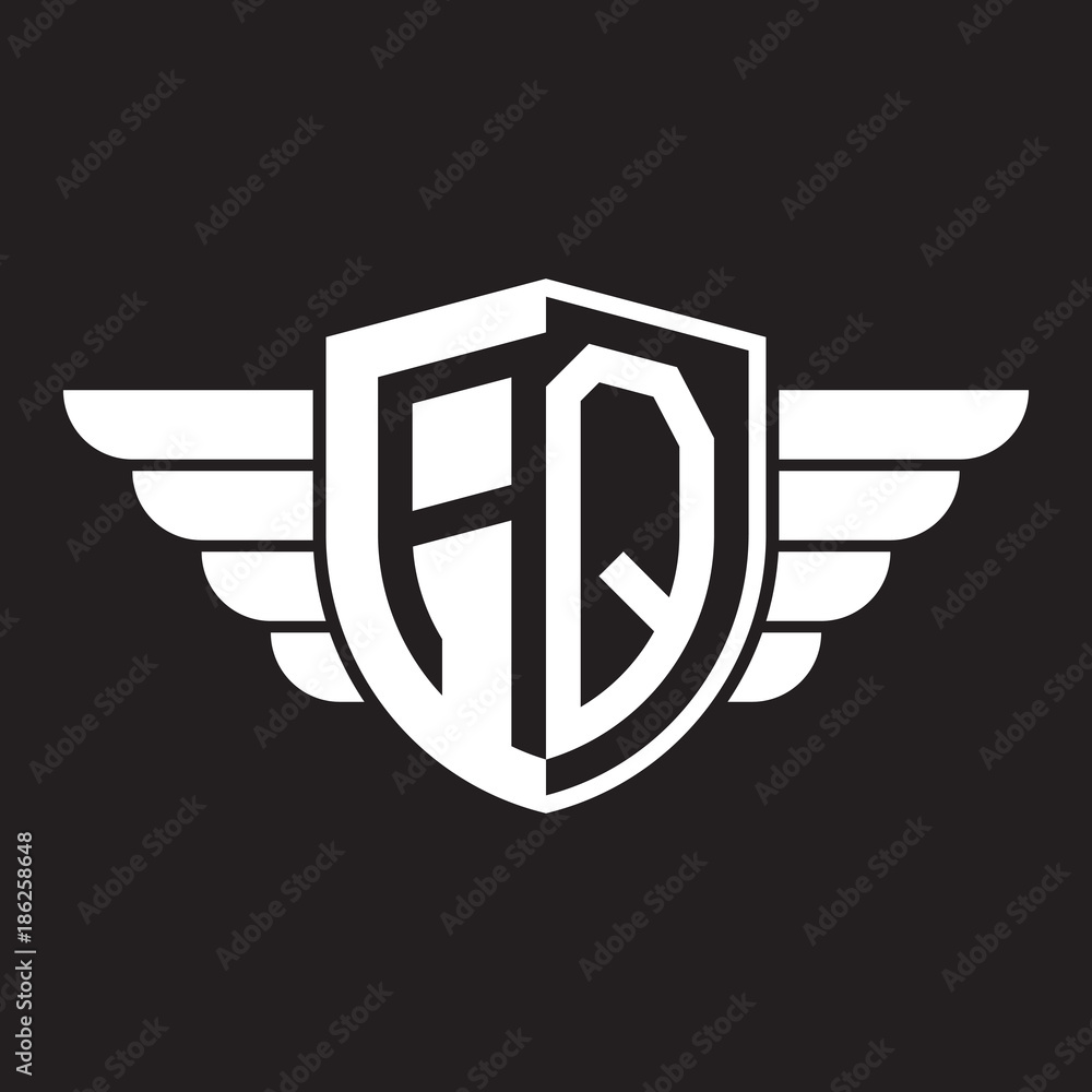 Initial two letter logo shield with wing Initial two letter logo shield with wing