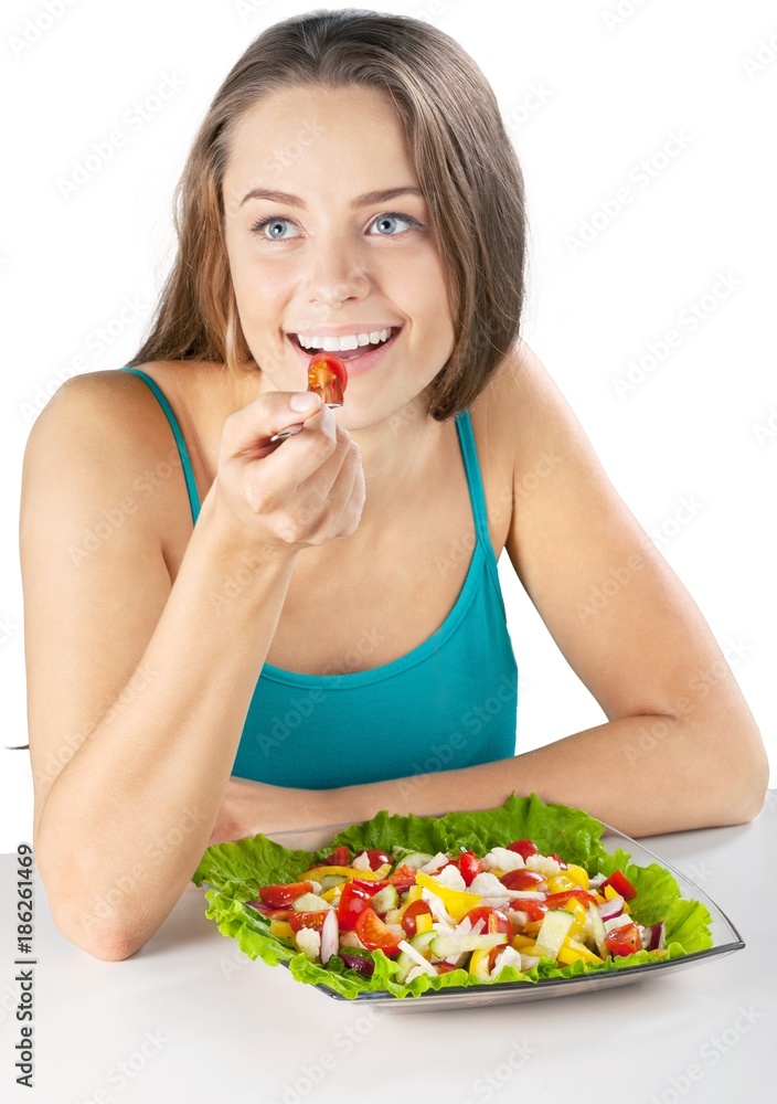 Portrait of a Woman Eating Vegetables Portrait of a Woman Eating Vegetables