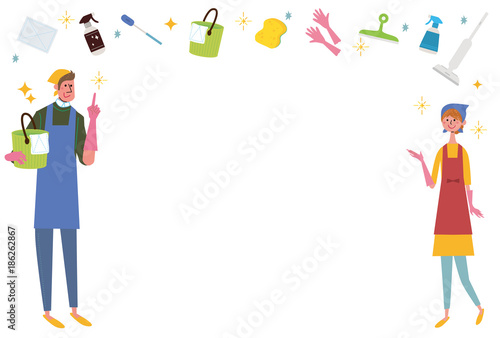 大掃除 掃除 イラスト 男女 Stock ベクター Adobe Stock