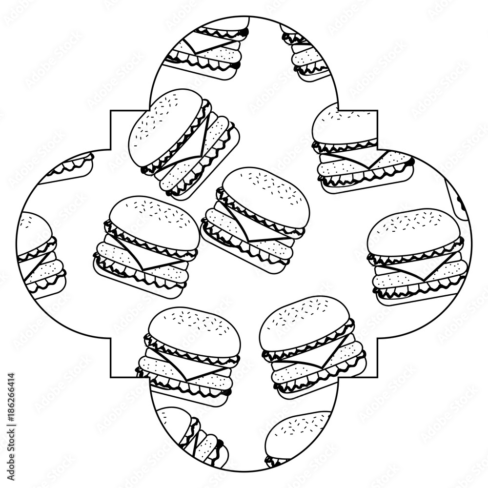 frame with hamburgers pattern background vector illustration design frame with hamburgers pattern background vector illustration design