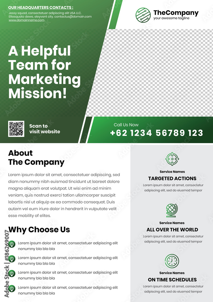 A4 Marketing Flyer template left title style 2 dark green color A4 Marketing Flyer template left title style 2 dark green color