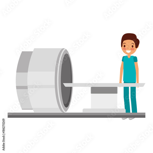 tomography scanner machine with medical professional vector illustration