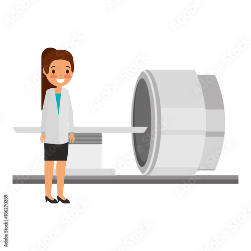 tomography scanner machine with medical professional vector illustration