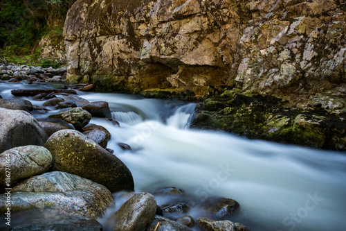 water rushing through  the creek under long exposure