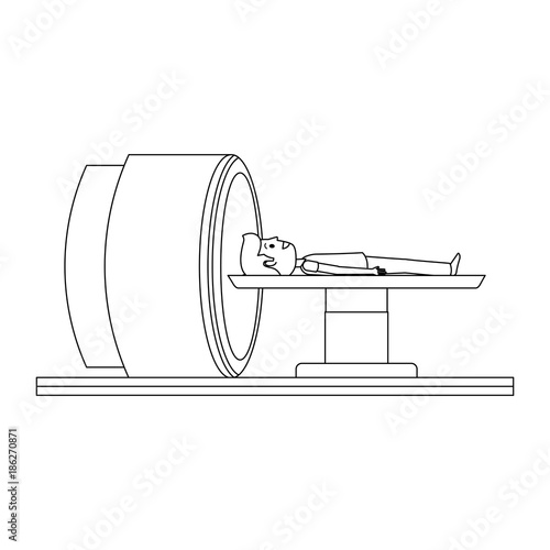 tomography scanner machine with patient vector illustration design
