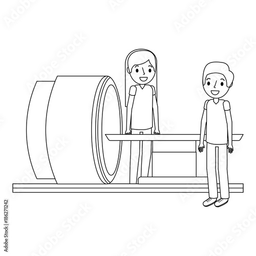 tomography scanner machine with medical professional vector illustration