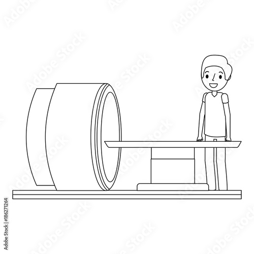 tomography scanner machine with medical professional vector illustration