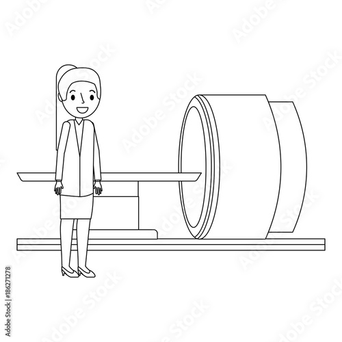 tomography scanner machine with medical professional vector illustration