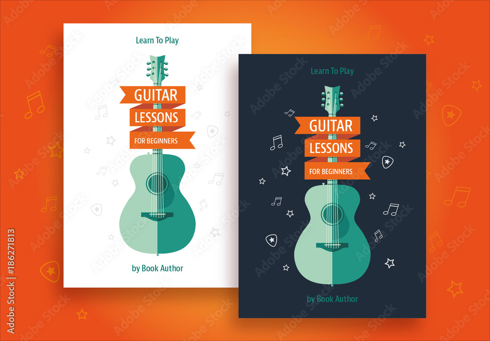 Guitar Lessons Book Cover Layout Stock Template | Adobe Stock