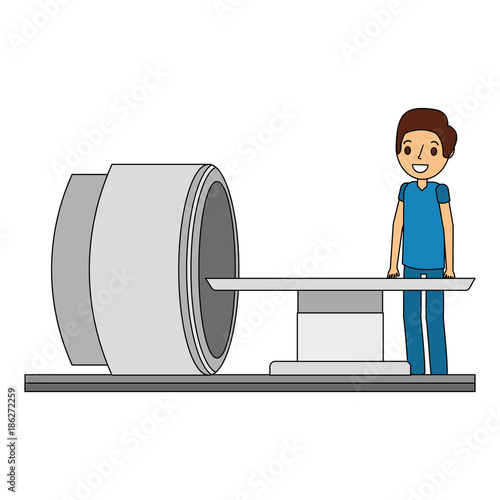 tomography scanner machine with medical professional vector illustration