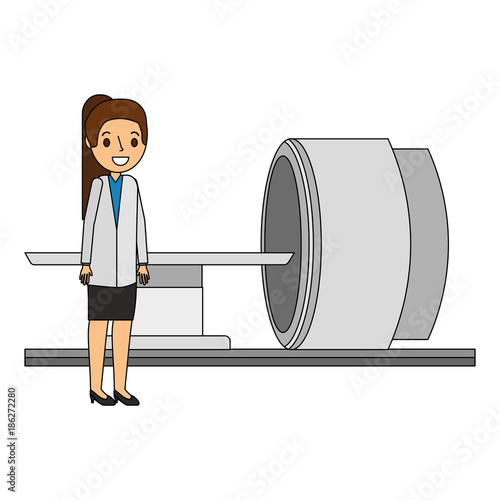 tomography scanner machine with medical professional vector illustration
