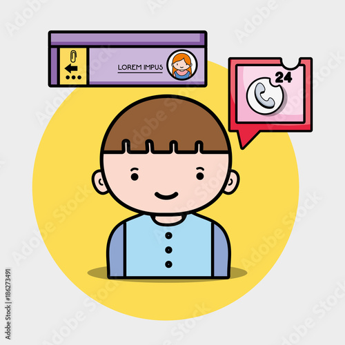 boy with chat bubble social message