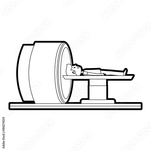 tomography scanner machine with patient vector illustration design
