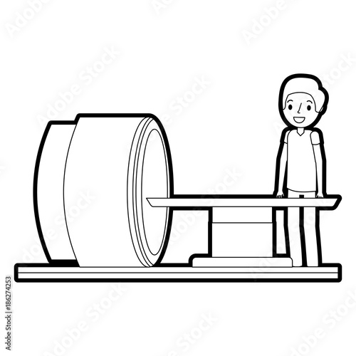 tomography scanner machine with medical professional vector illustration