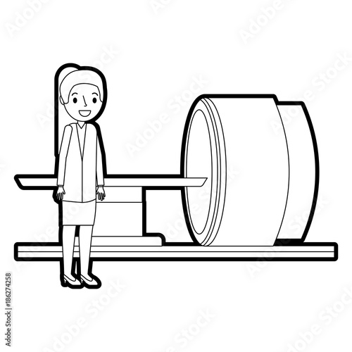 tomography scanner machine with medical professional vector illustration