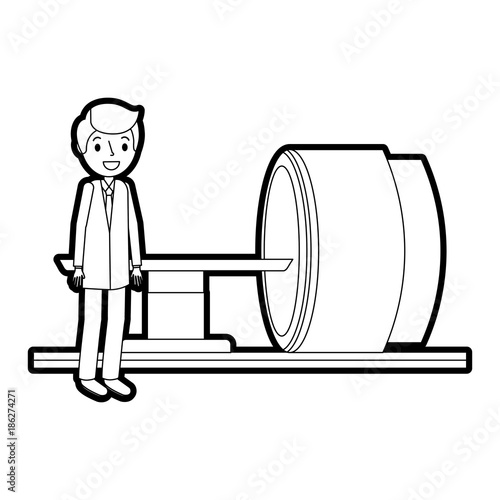 tomography scanner machine with medical professional vector illustration