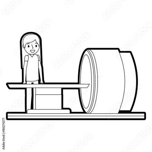 tomography scanner machine with medical professional vector illustration
